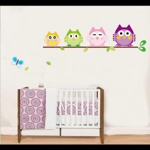 Girls Owl Nursery Wall Decals - kids bedroom decor